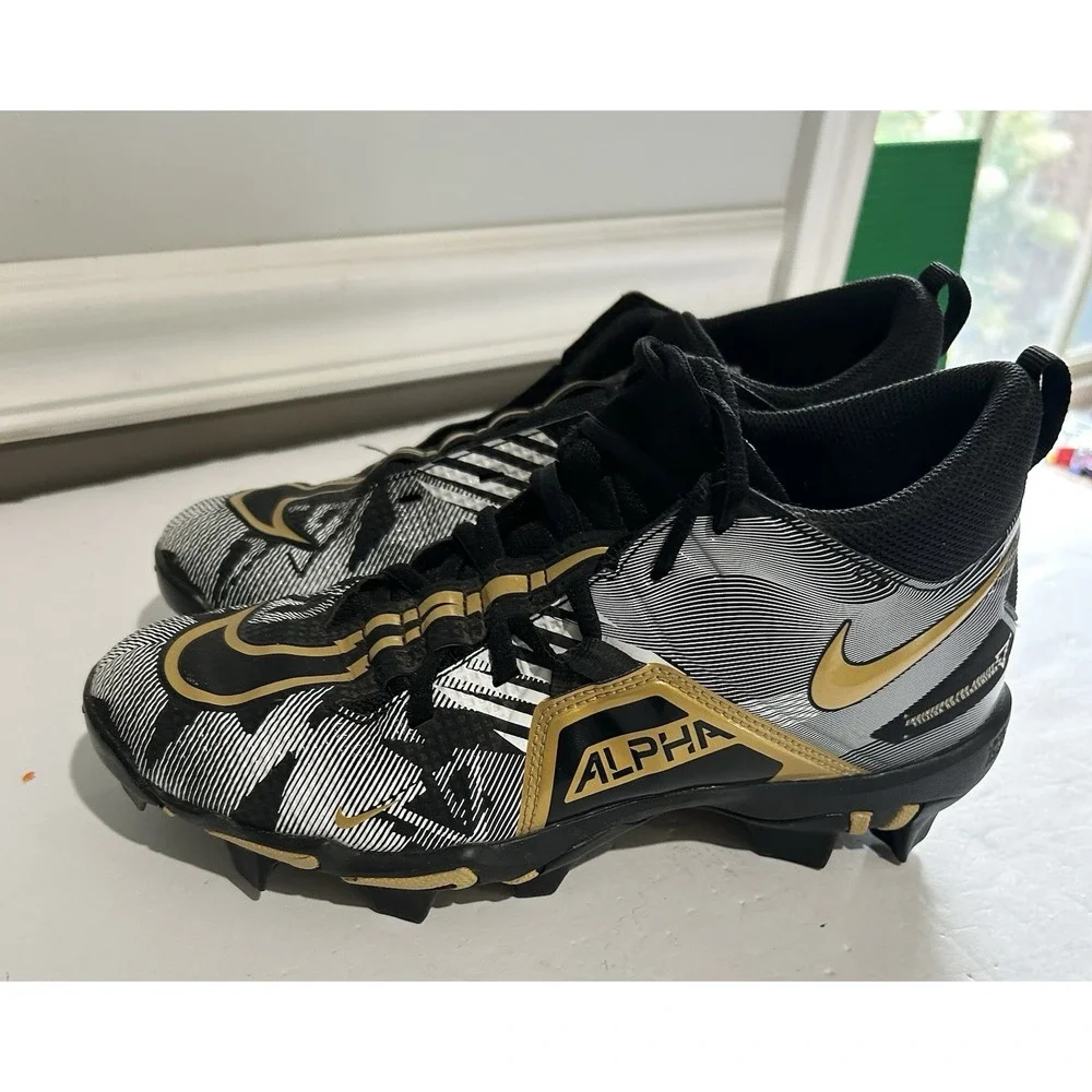 Nike Alpha Fastflex Cv0585-071 Baseball Football Cleat Black Gold EUC Youth 6